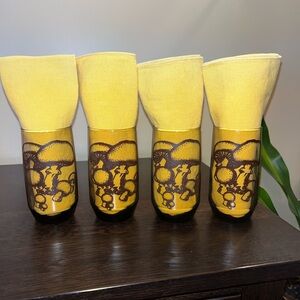 Vintage Groovy Mushroom Drinking Glasses Set of 4 Mushrooms